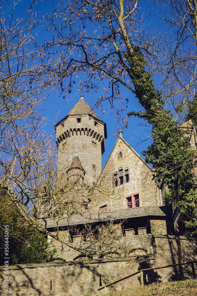 castle in the city in Hessen low angle