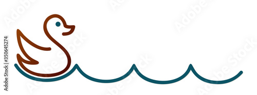 Duck symbol with blue wave.