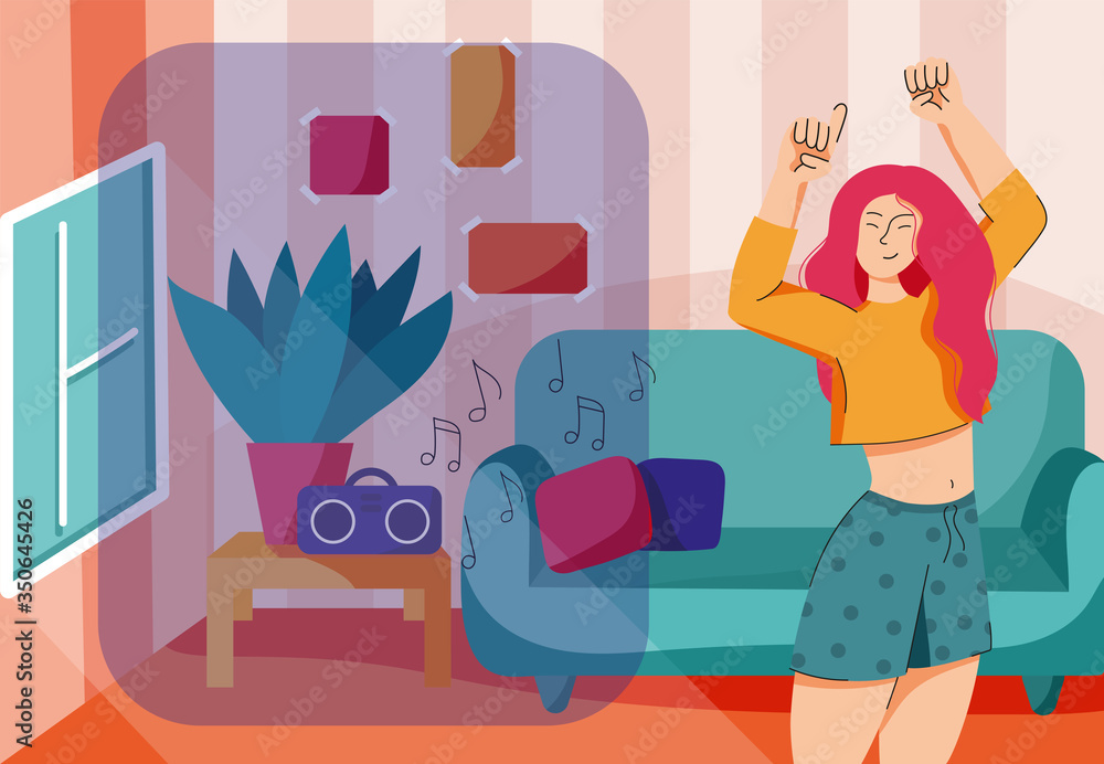 custom made wallpaper toronto digitalflat illustration of a girl dancing in a room with text space