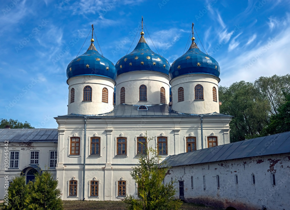 Holy Cross cathedral. Yuryev monastery, region of the city of Novgorod, Russia.