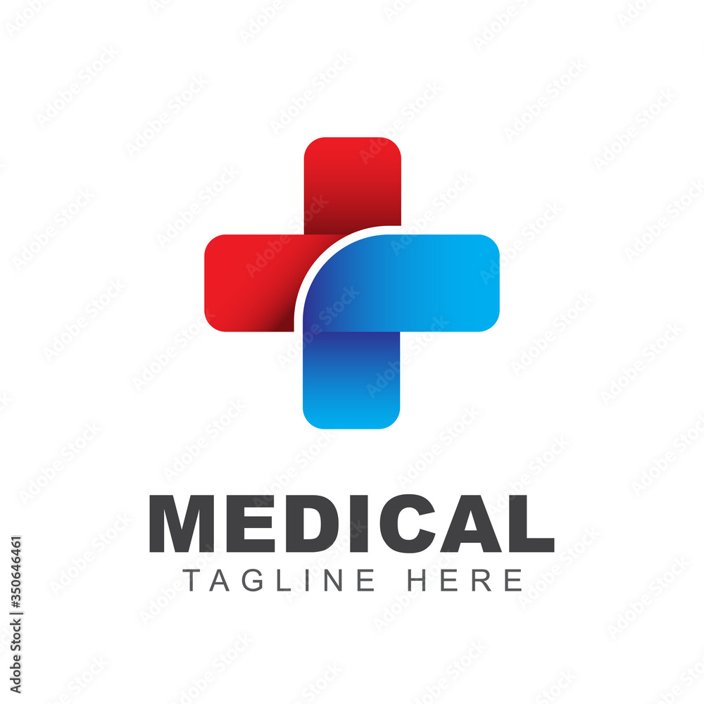 Vettoriale Stock Medical pharmacy logo design template with cross plus