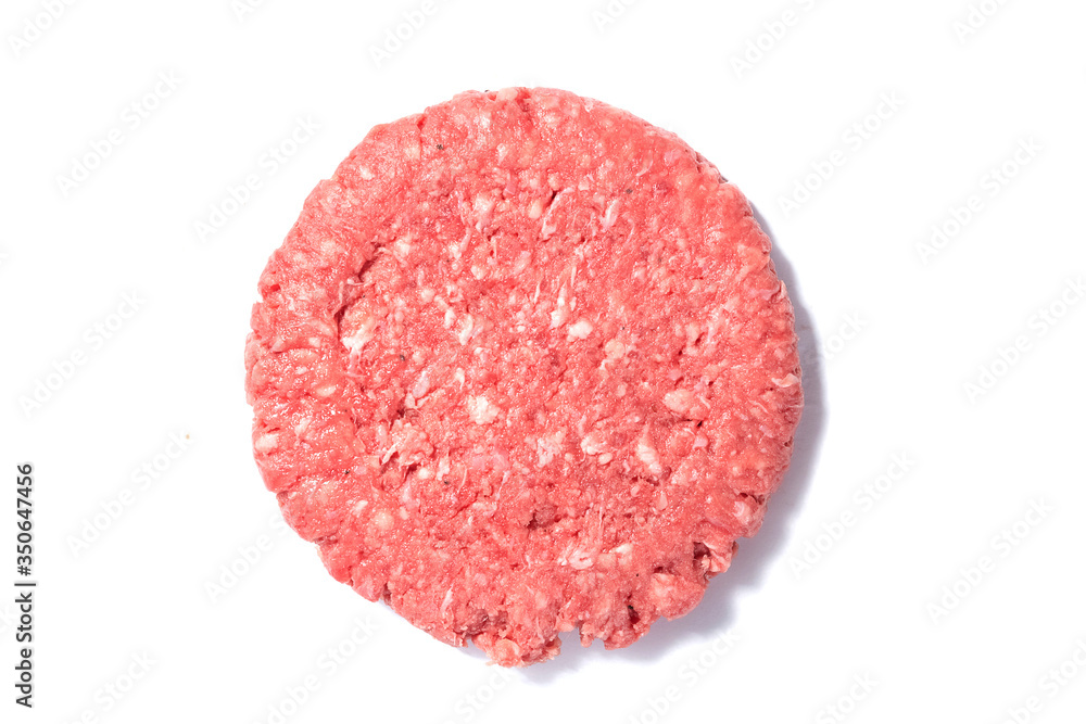 Fresh raw beef burger on a white surface. Top view. Fresh raw beef burger on a white surface. Top view.