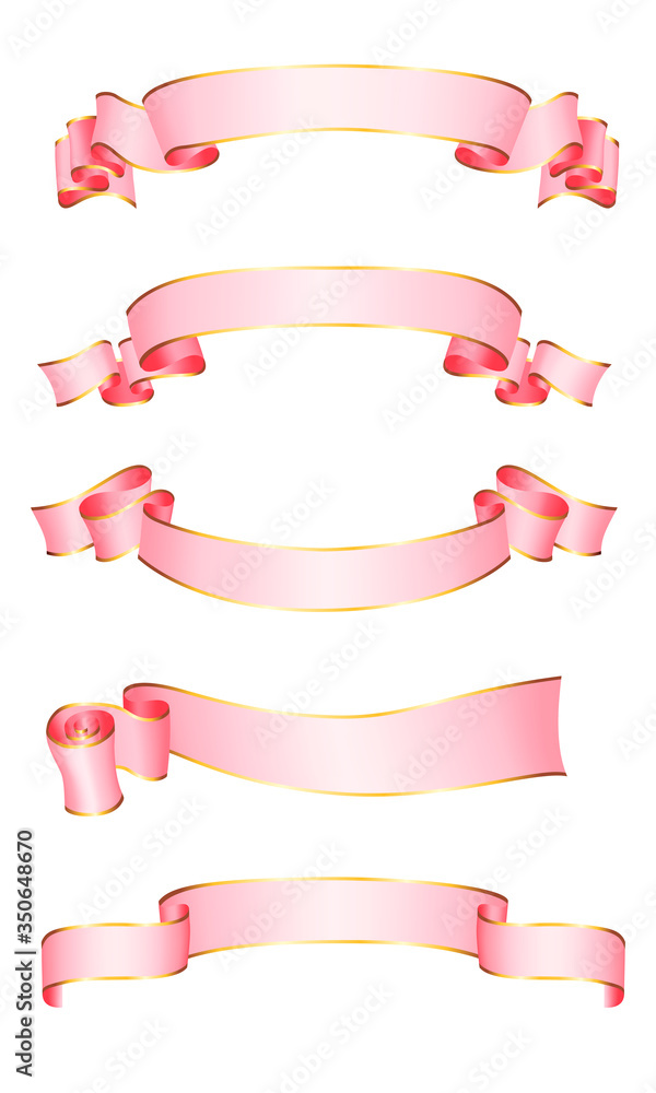 Realistic vector ribbons with a gold glossy stripe for your design project Realistic vector ribbons with a gold glossy stripe for your design project