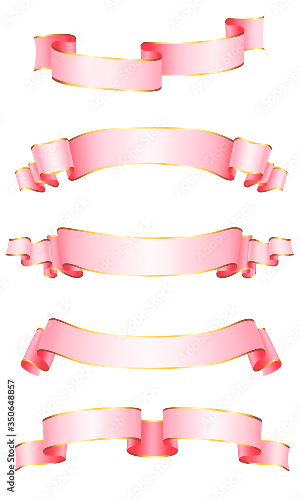 Realistic vector ribbons with a gold glossy stripe for your design project Realistic vector ribbons with a gold glossy stripe for your design project