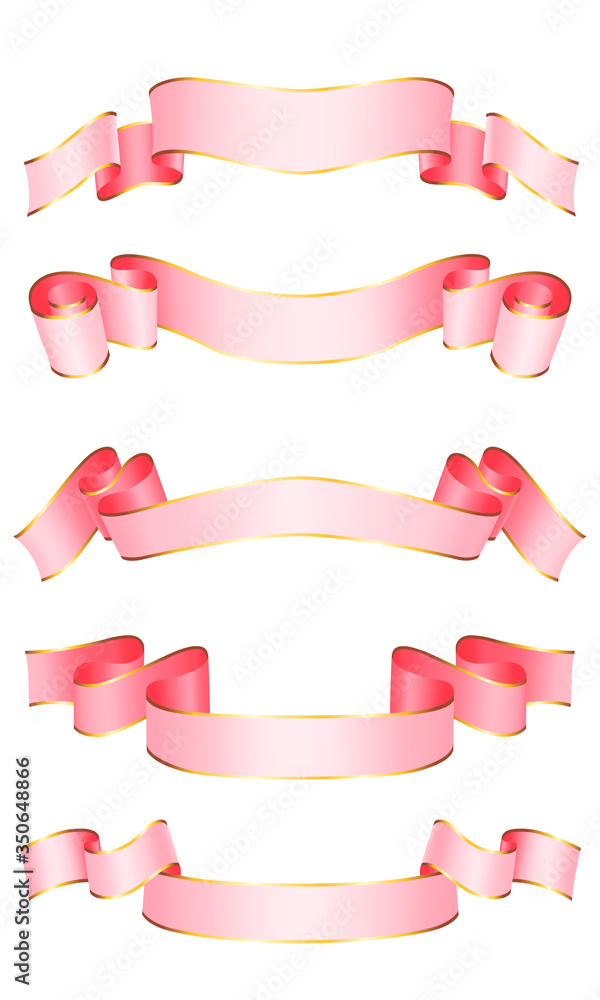 Realistic vector ribbons with a gold glossy stripe for your design project Realistic vector ribbons with a gold glossy stripe for your design project