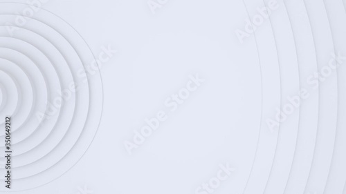 White light background, architectural futuristic construction, 3d motion design, layered paper art, looping animated 4K wallpaper, abstract geometric pattern, circles animation, concentric shapes