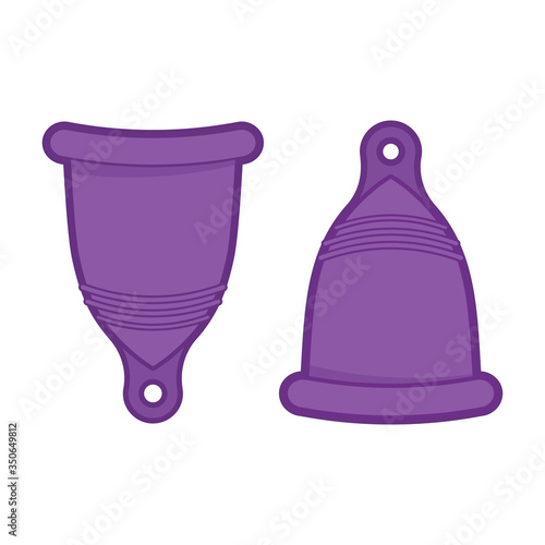 Menstrual cycle, sanitary cup, device for collecting blood. Menstruation feminine period. Use menstrual cup inside vagina.