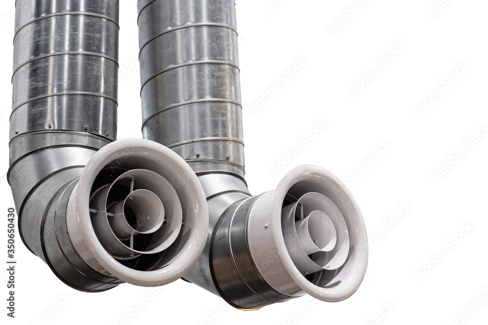 Modern futuristic large twin air pipe or air duct for air conditioner or air  ventilation system indoor isolated on white background Photos | Adobe Stock