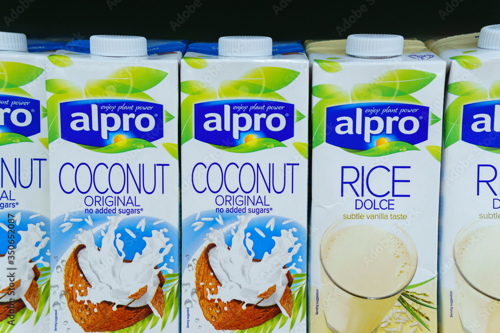 Tyumen, Russia-may 17, 2020: alpro coconut milk supermarket shelf. Stock  Photo | Adobe Stock
