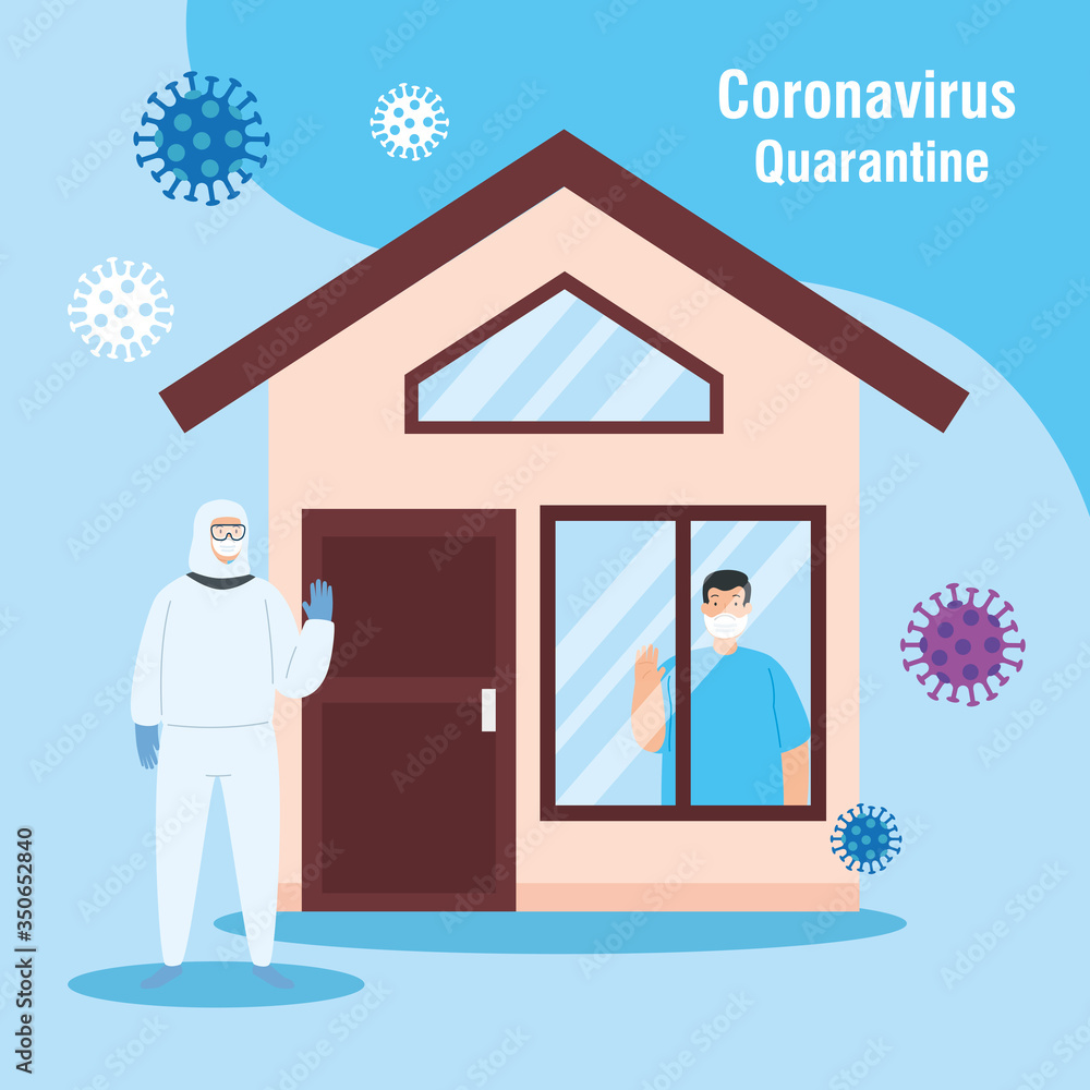 person with biohazard suit and facade house vector illustration design person with biohazard suit and facade house vector illustration design