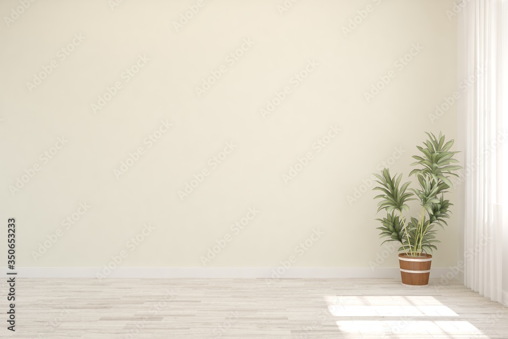 White empty room. Scandinavian interior design. 3D illustration White empty room. Scandinavian interior design. 3D illustration
