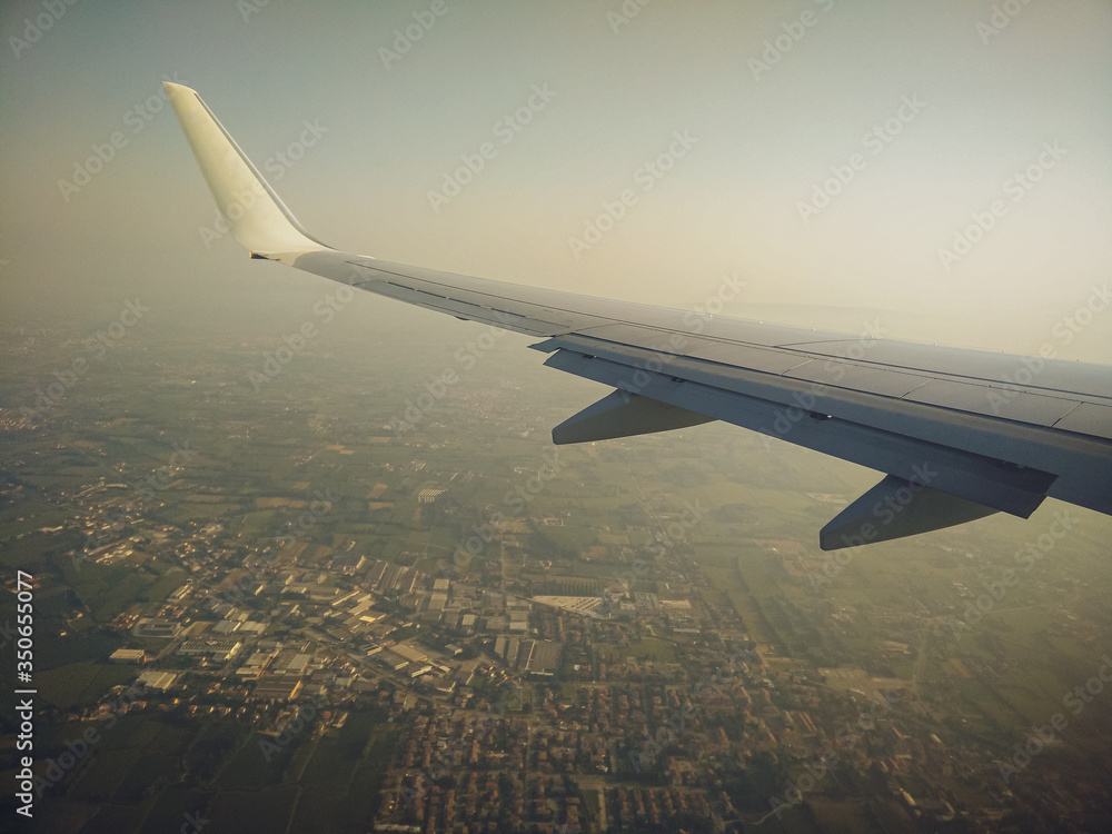 airplane flying view from inside window aircraft of Traveling. airplane flying view from inside window aircraft of Traveling.