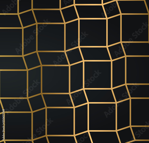 Black and white background design. Cube pattern. Vector illustration.Repeating geometric tiles with rhombuses.