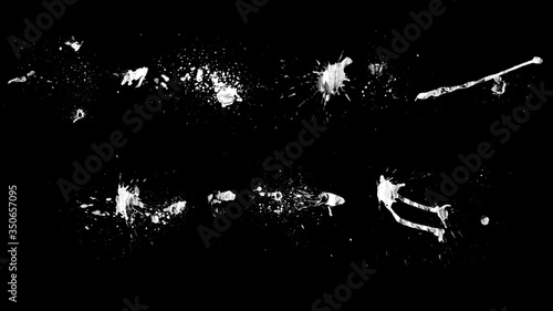 White vector set of watercolor splash, stain and blot brushes