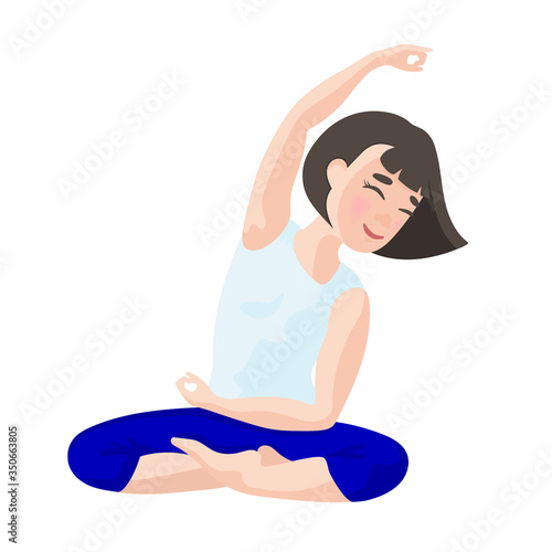 YOGA GIRL Woman Health Care Medicine Fitness Gymnastic Sport Relax Lifestyle Vector Illustration Set