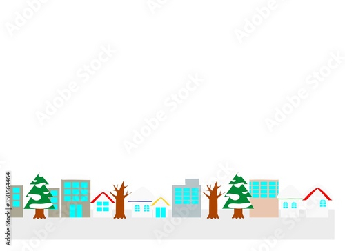 雪が積もっている冬の街のフレーム