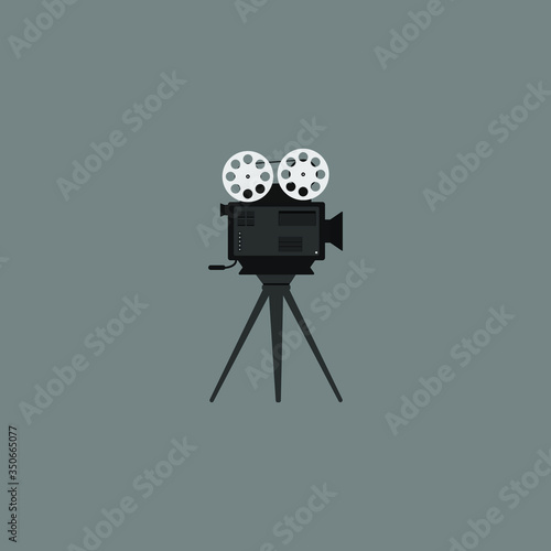Camera icon in black and white, vector illustration
