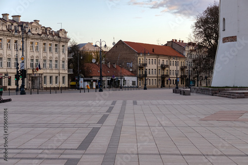 04-19-2020. Vilnius, Lithuania. Empty city street during the outbreak of COVID -19. © Vladimir