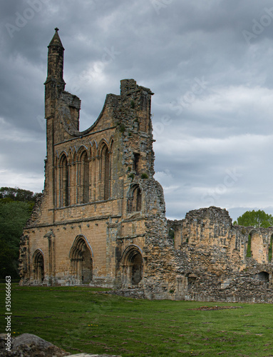Byland Abbey ruins from its façade