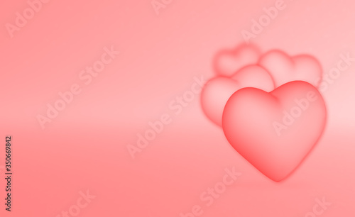 3d Illustration, pink hearts