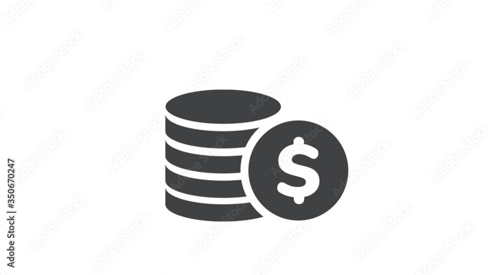 Icon of stacks of black coins grow. Alpha matte. Can be used for financial infographic. Icon of stacks of black coins grow. Alpha matte. Can be used for financial infographic.