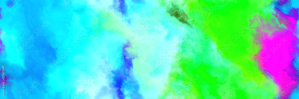 repeating pattern abstract watercolor background with watercolor paint with bright turquoise, neon green and magenta colors. can be used as background texture or graphic element