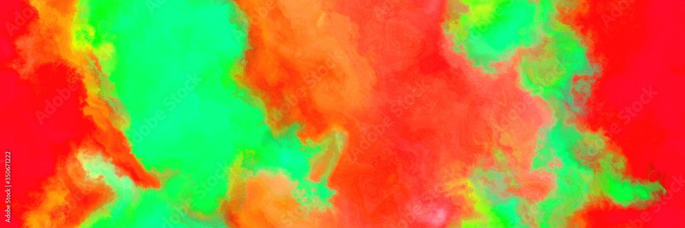 seamless abstract watercolor background with watercolor paint with vivid lime green, orange red and yellow green colors and space for text or image
