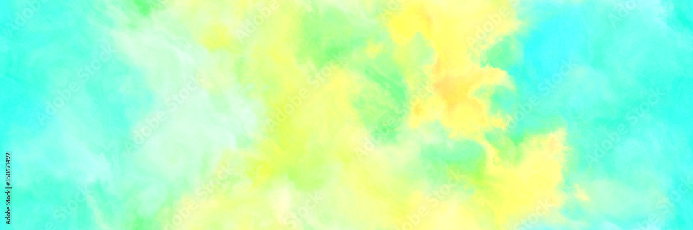 seamless abstract watercolor background with watercolor paint with pale golden rod, turquoise and pastel yellow colors. can be used as web banner or background