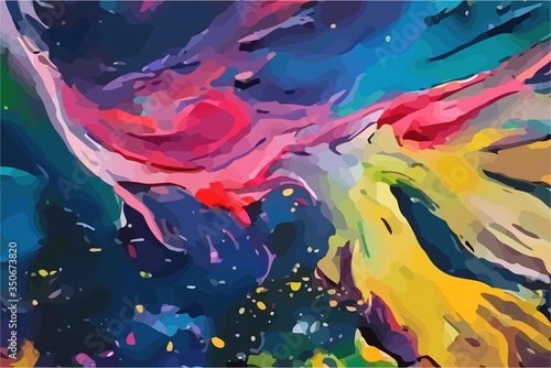 Abstract background. Psychedelic texture of brush strokes of colored paint of blurred lines and spots of different shapes and sizes