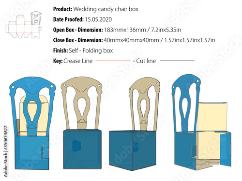 Wedding candy chair box template die cut
