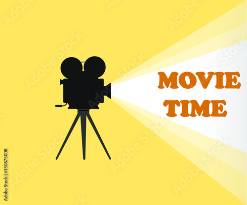 Movie time concept. Template for movie poster, banner. Movie projector illustration, vector illustration
