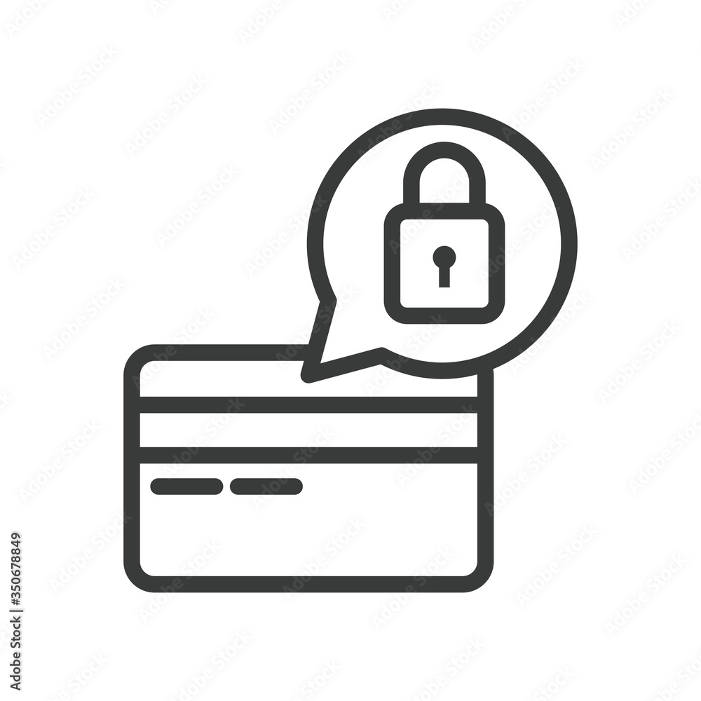 credit card with padlock line style icon credit card with padlock line style icon