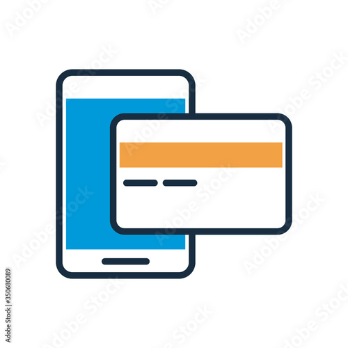smartphone with credit card fill style icon