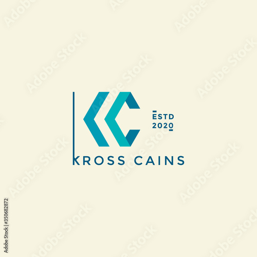 initial letter Kc company name logo, unique K and C concepts design