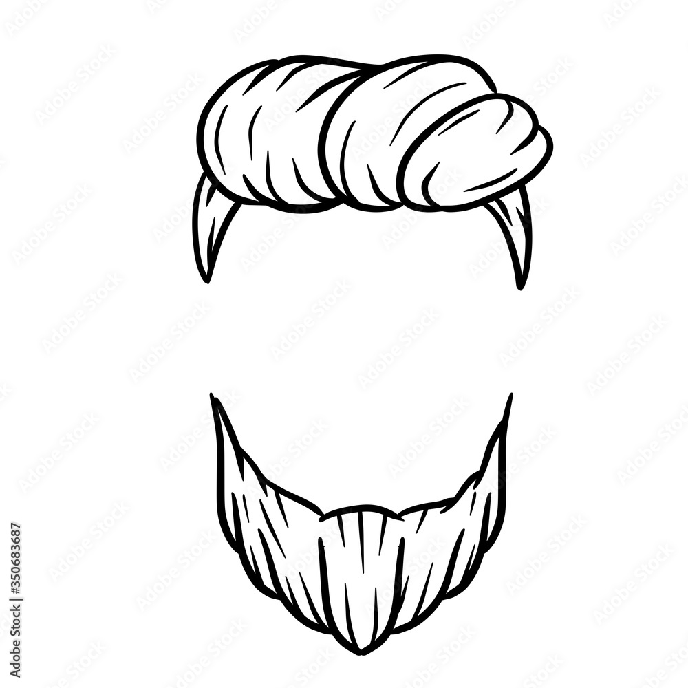Fashionable men haircut. element of head and face hipster. Hand drawn hair guy cartoon. Fashion and style. Logo of barbershop. Hair and beard
