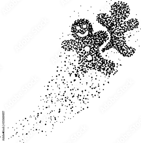 Ginger man formed by a magical trail of flying points