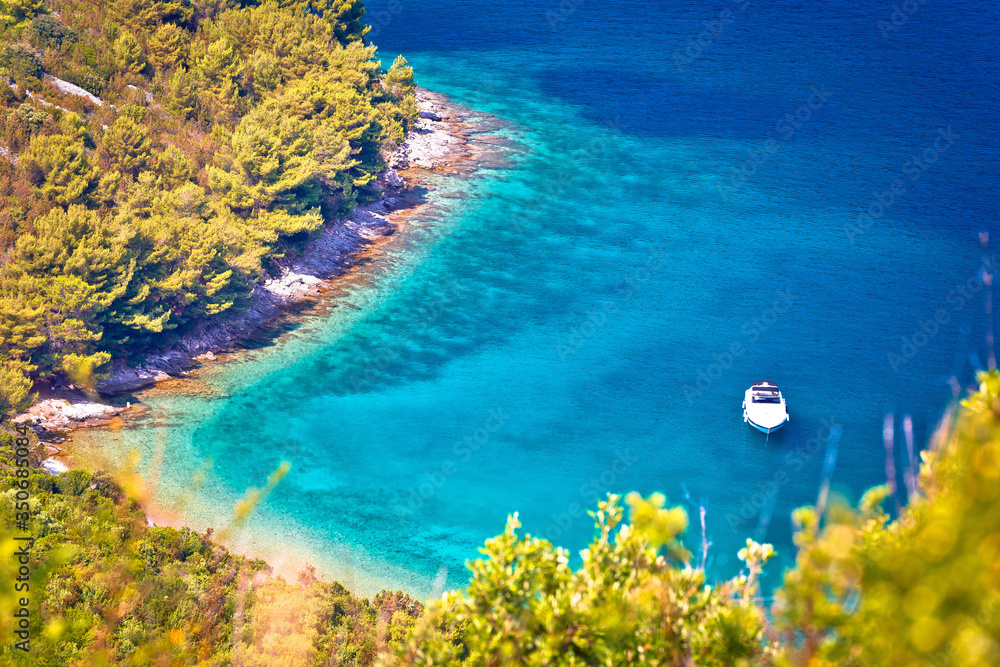 Secret turquoise beach yachting and sailing destination