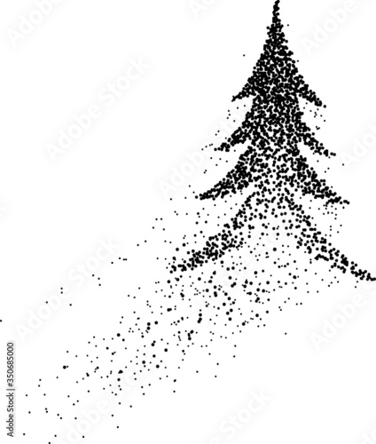 Christmas tree formed by a magical trail of flying points photo