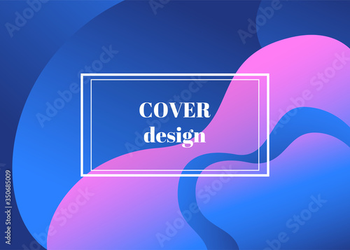 Abstract trendy fluid wavy neon horisontal background. Cyan, blue, violet, moonlight, mint colors with gradient. Applicable for landing page, cover, brochure, flyer design etc. Vector illustration.