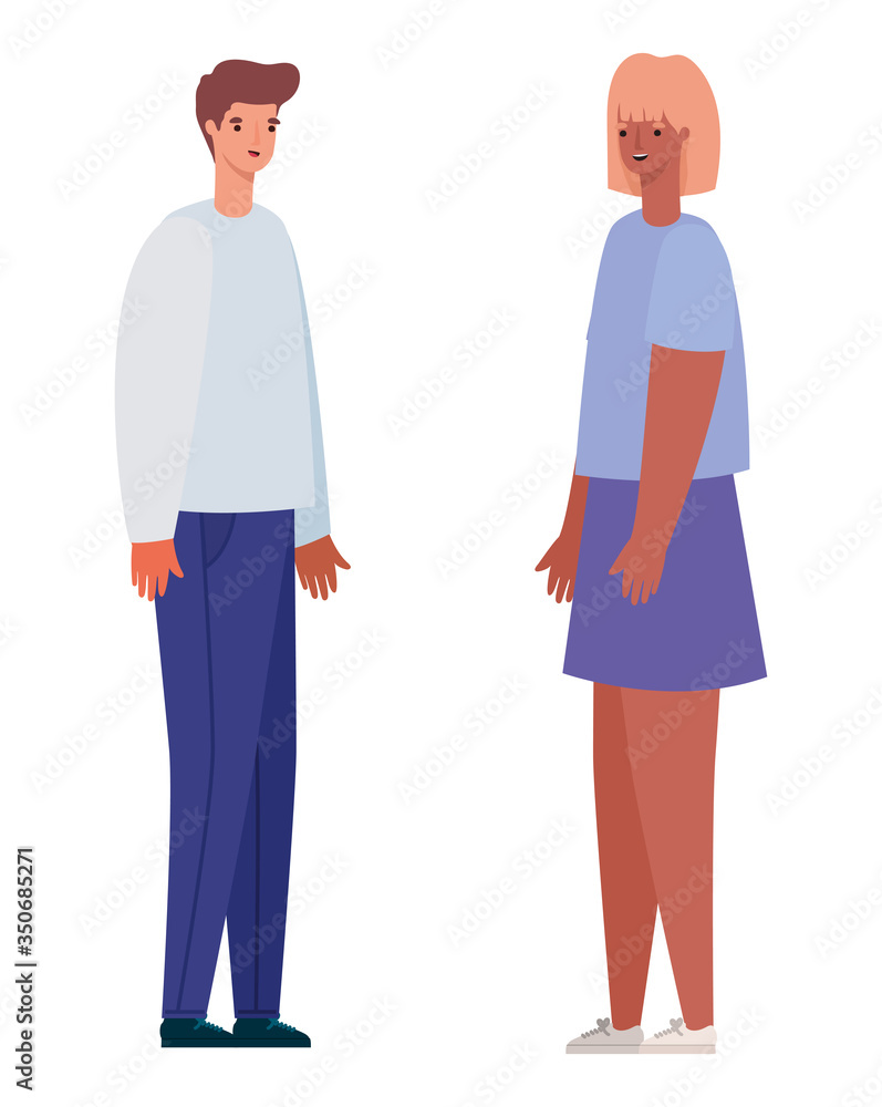 Woman and man avatar cartoon vector design Woman and man avatar cartoon vector design