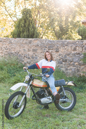 woman having a good time in a motorbike