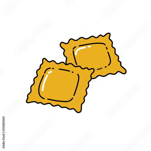 ravioli doodle icon, vector illustration