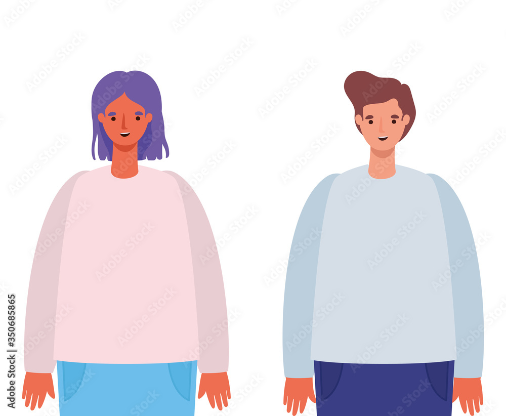 Woman and man avatar cartoon vector design Woman and man avatar cartoon vector design