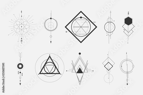 set of a minimalist geometric design elements tattoo. - hipster concept. photo