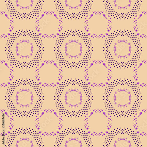Seamless pattern with dotted circles. Vector repeating texture. Stylish background.