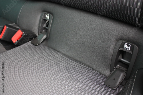 ISOFIX standard in car for children seats with seat belt photo