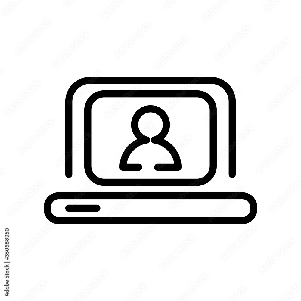 laptop with user line style icon laptop with user line style icon