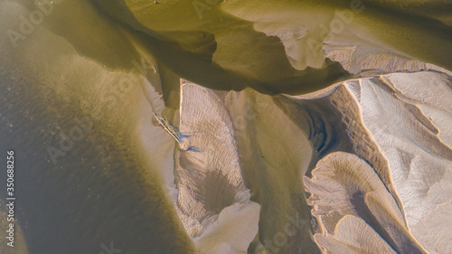 sandbanks on the Vistula River photographed from a drone