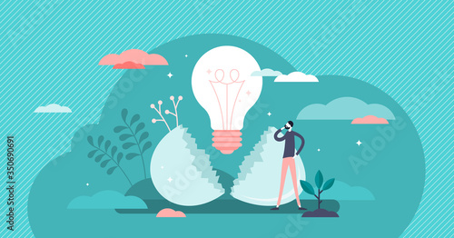 Hatching idea vector illustration. Creative new flat tiny persons concept.