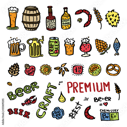 Craft beer hand drawn elements